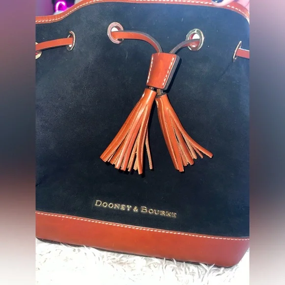 Dooney & Bourke Black and Brown Suede Bucket Bag - Picture 4 of 6